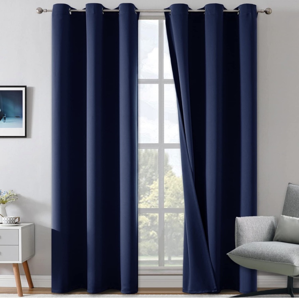 Blackout Curtains Thermal Insulated Window Drapes 2 Panels 42x84 Inch, Navy Blue